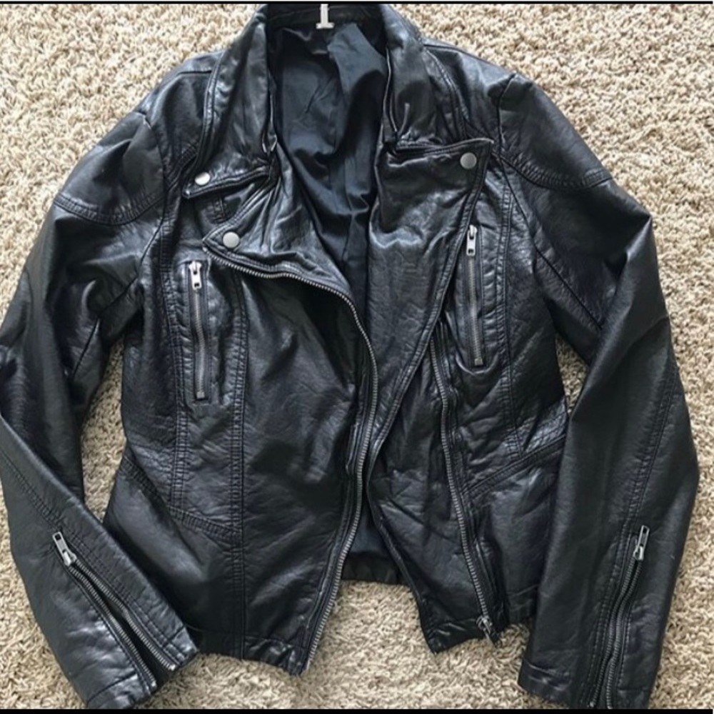 Free People Moto Faux Leather Jacket. Size 0/XS.